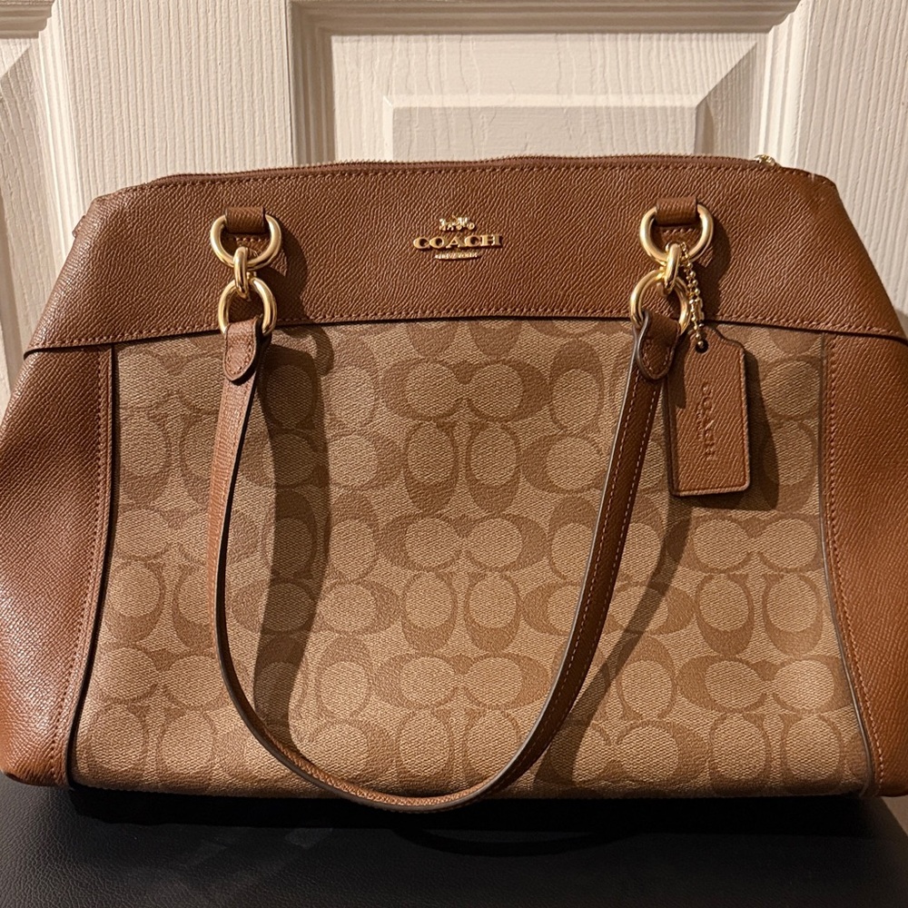 Coach Tan and Brown Signature Shoulder Bag - Never Used